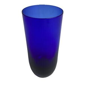 Vintage Cobalt Blue Tumbler Drinking Glass W/ Weighted Round Base